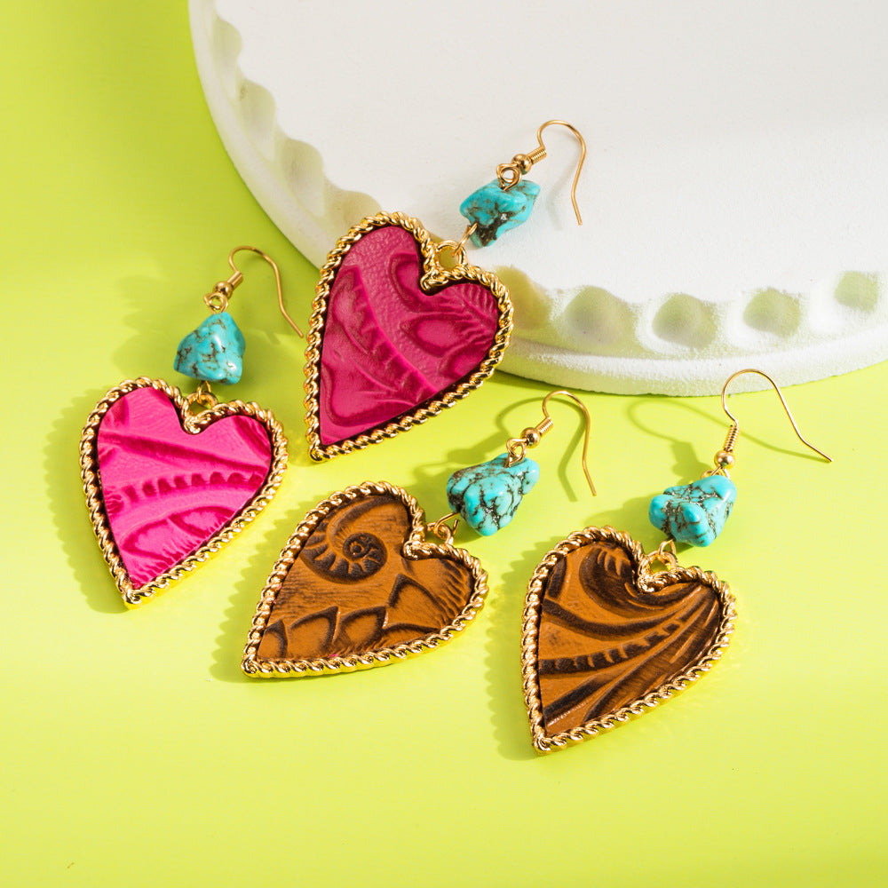 Wholesale Turquoise Western style Alloy  Heart Earrings