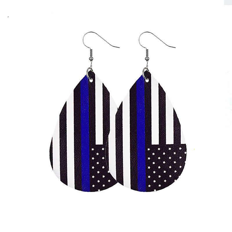 Wholesale American Independence Day Leather Earrings ACC-ES-CY022