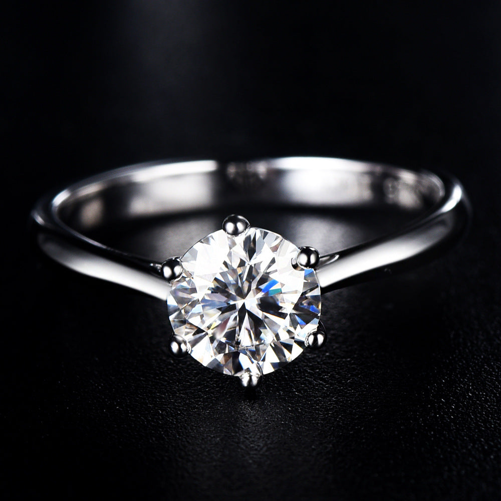 Wholesale six claw sterling silver ring s925 inlaid diamond ring