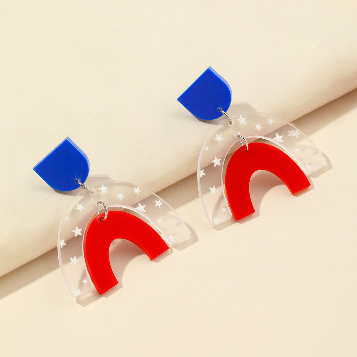 Wholesale  American Independence Day Rocket Rainbow Print Acrylic  Earrings