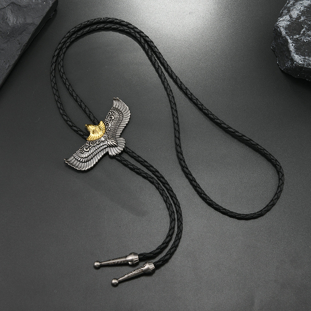 Wholesale Long bolo tie necklace with Indian-style eagle pendant