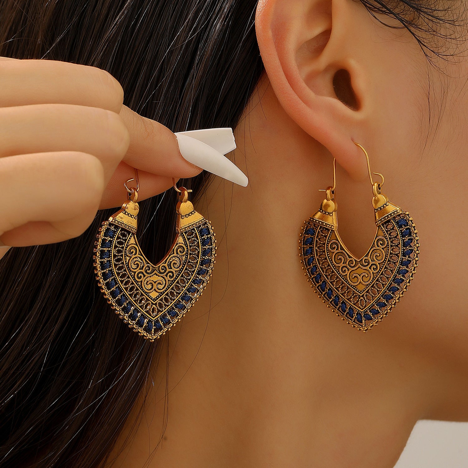 Wholesale Retro Bohemian Floral Hollow Out Earrings Alloy Antique Gold Women S Party Jewelry
