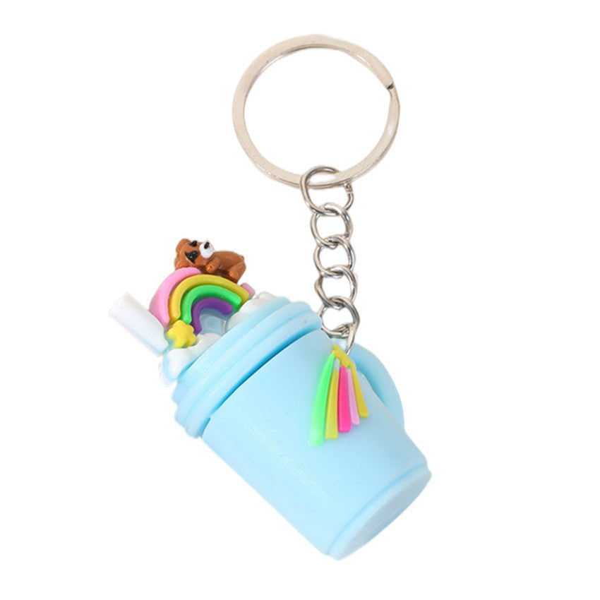 Wholesale PVC Rainbow Milk Tea Cup Keychains ACC-KC-RongRui002