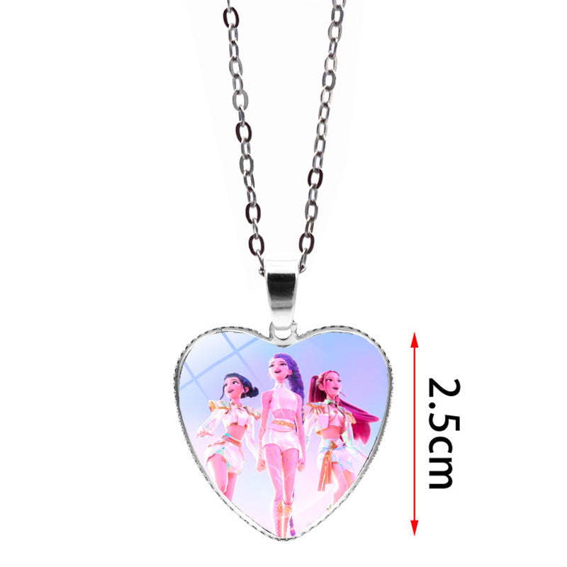 Wholesale K-POP Anime Heart Necklace Sweater Chain