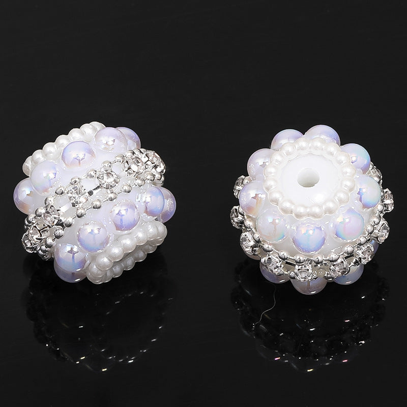 Wholesale 5pcs Heavy Color Pearl Diamond Ball Beaded Rhinestone Chain Full Diamond Beads Diy Accessories ACC-BDS-BLG093