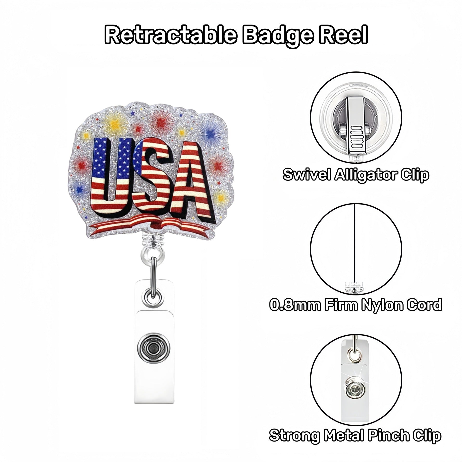 Wholesale Independence Day Badge Reels Keychains