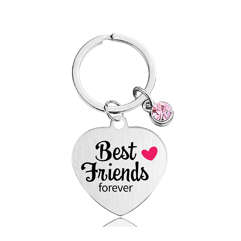 Wholesale Color Printed Pink Diamond Heart Shape Metal Keychain for Family and Friends Gifts Creative Keychain ACC-KC-Ganggu021