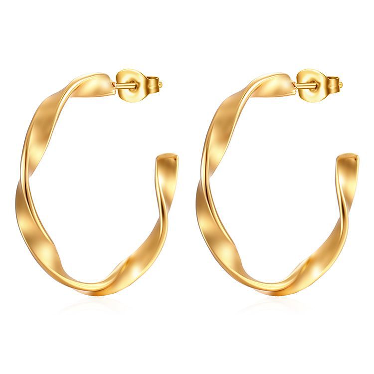 Wholesale Irregular Twisted Wire C Shape Stainless Steel Earrings ACC-ES-MuShan013