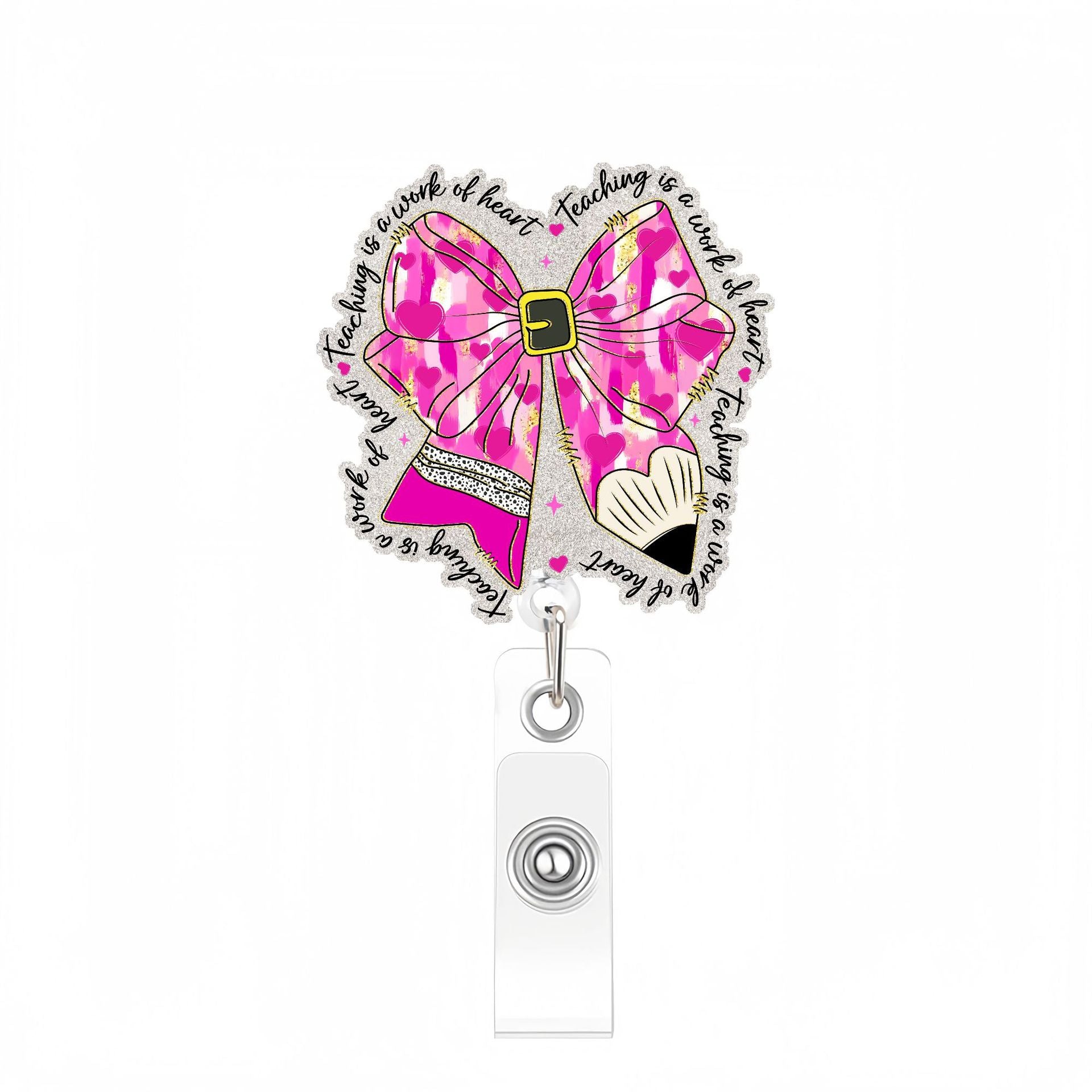 Wholesale  creative quote pink bow Badge Reels