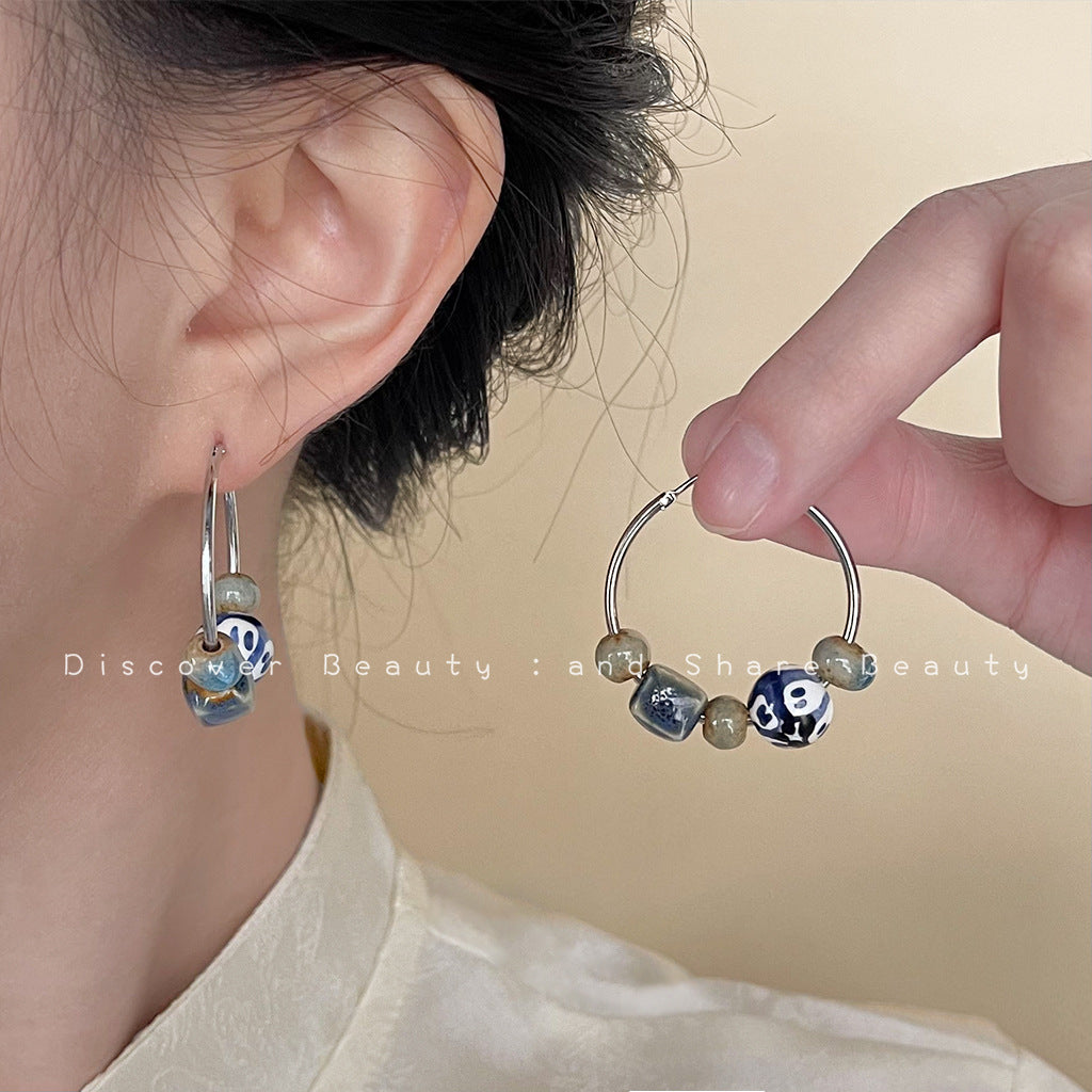Wholesale Blue and white porcelain series earrings
