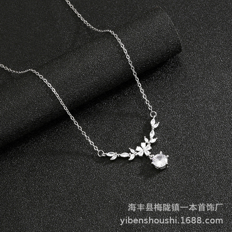 Wholesale Floral Wheat Ear Design Titanium Steel Necklace Electroplated Jewelry Accessory for Women