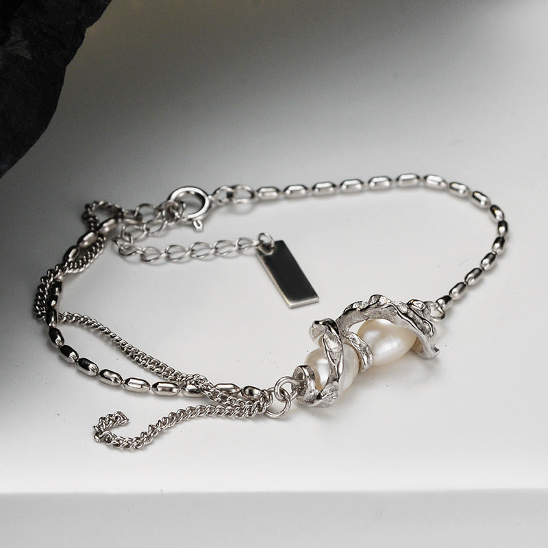 Wholesale S925 Sterling Silver Light Luxury Pearl Bracelet ACC-BT-YWE004