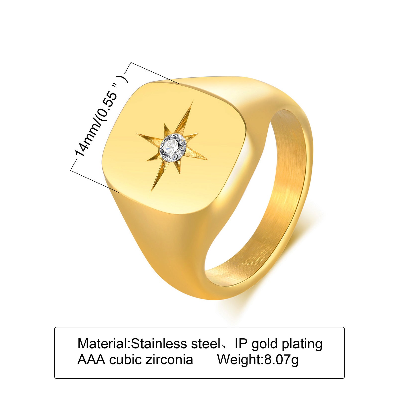 Wholesale Stainless Steel Zircon Ring Gold Heart Shape Ring ACC-RS-HuaLanXin004