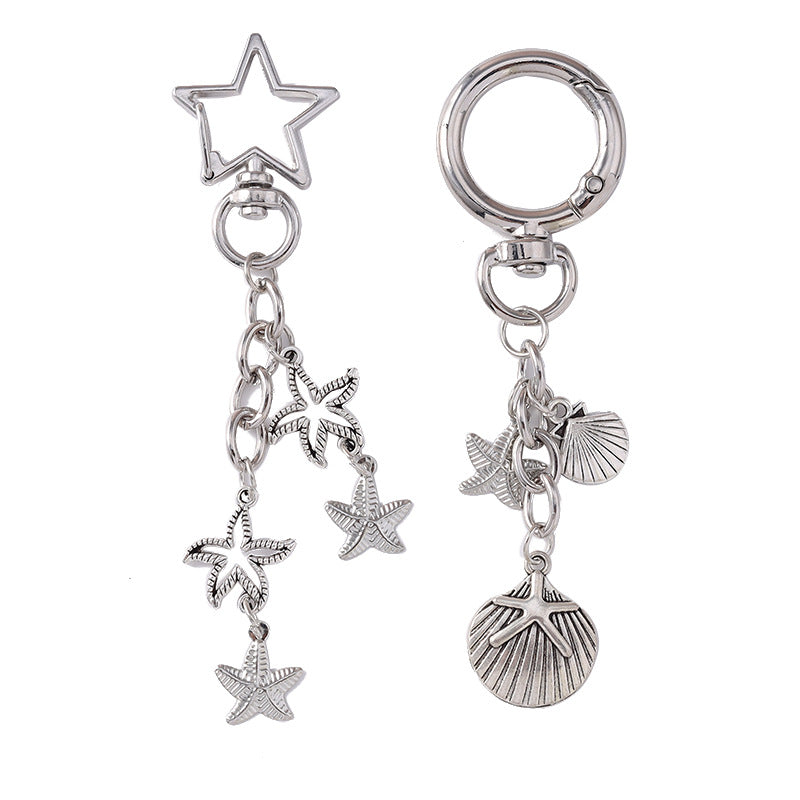 Wholesale vintage fashion trend starfish shell keychain personality summer beach pendant ornaments