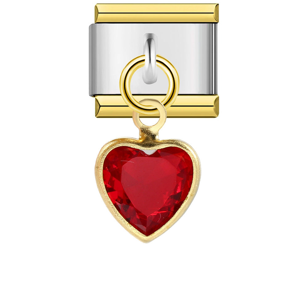 Wholesale Italian Charm Bracelet 9mm DIY Splicing Removable Heart Hook Stainless Steel Composable Bracelet