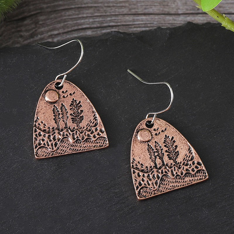 Wholesale creative retro jungle mountain landscape pendant earrings