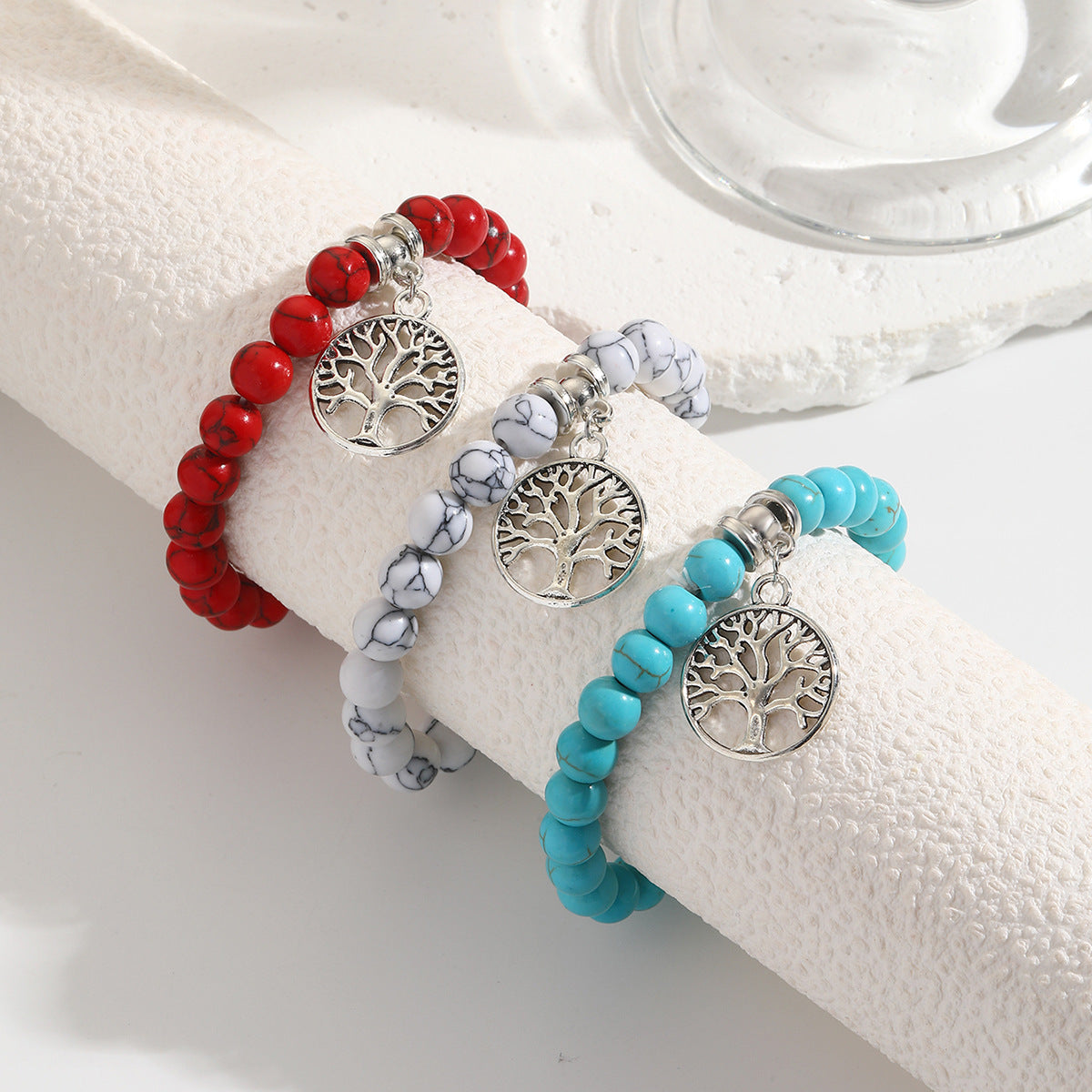 Wholesale  White Turquoise Crystal Women Beaded Bracelet suit Bohemian Turquoise Bracelet
