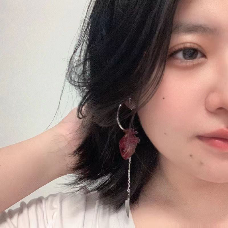 Wholesale Vintage Knife Inserted Beating Heart Detachable Earrings ACC-ES-FuSu026