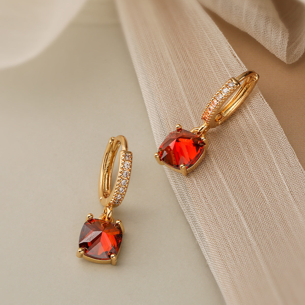 Wholesale High-grade Copper Plated Real Gold Zircon Earrings ACC-ES-AG003