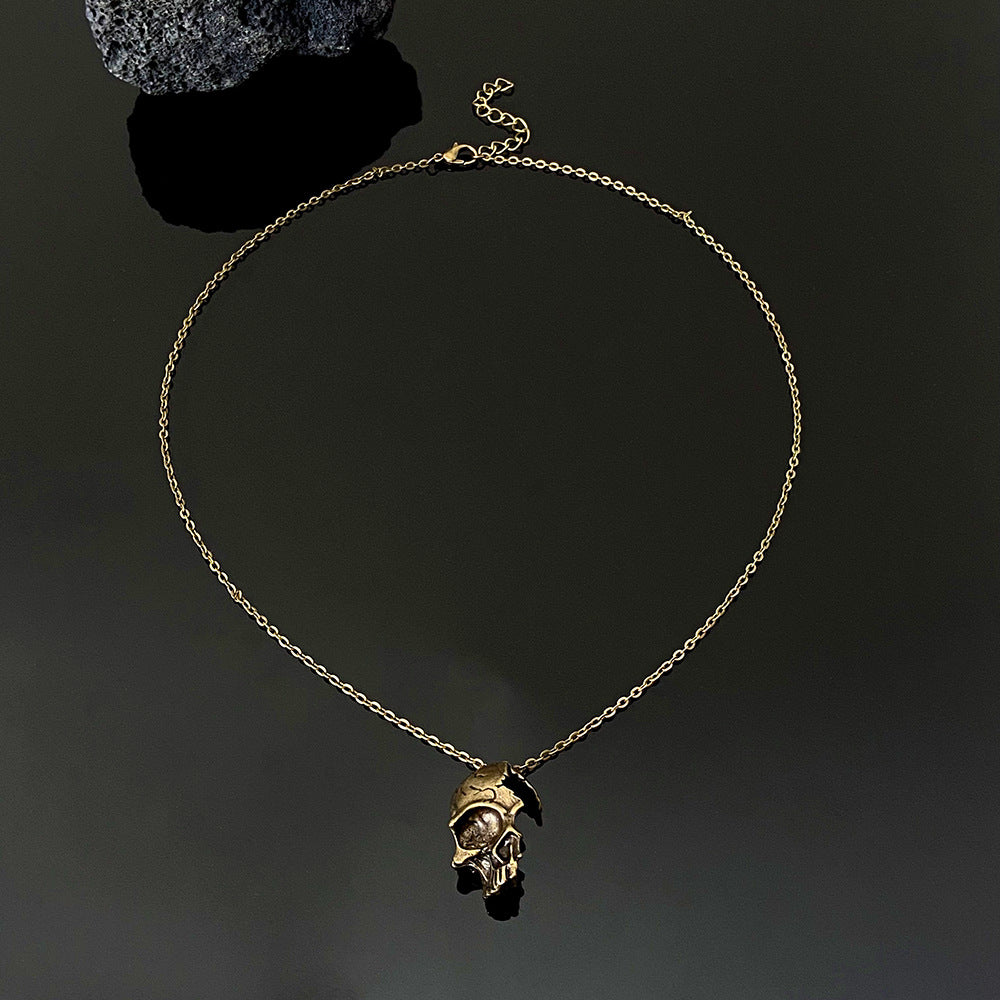 Wholesale Men' s Skull Pendant Necklace Vintage Gothic Alloy Electroplated Casual Fashion Accessory