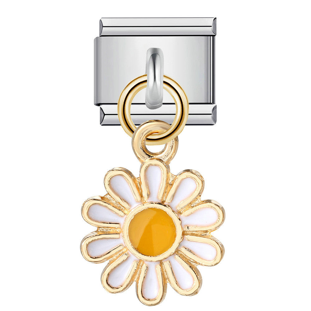 Wholesale Italian modular  Stainless steel gold-plated oil drip DIY bracelet