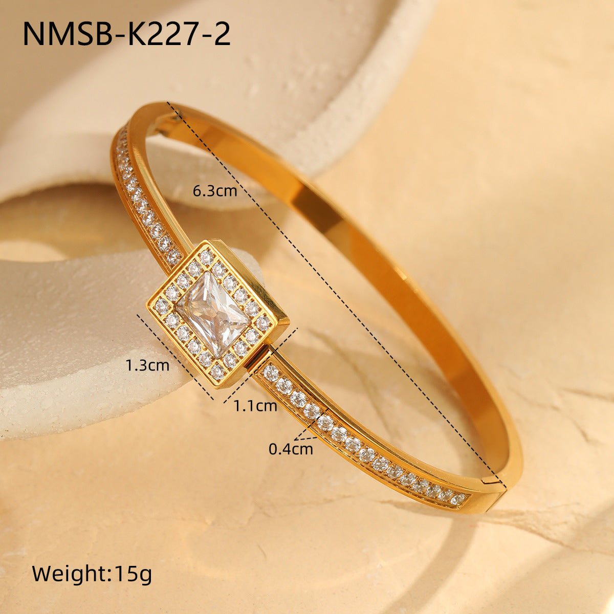 Wholesale  Square Zircon Bracelet  Stainless Steel Bracelet