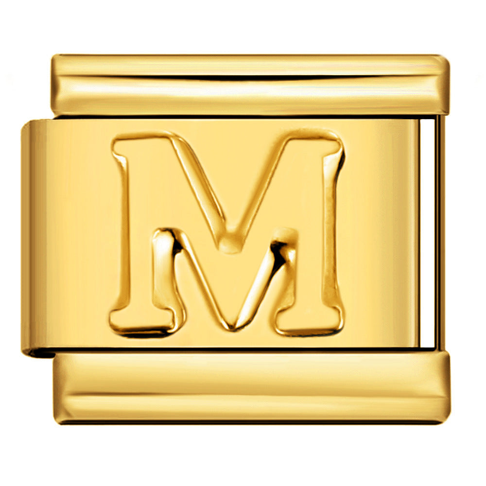 Wholesale Gold Plated Stainless Steel Concave Letter Modular Bracelet - DIY Jewelry Accessory for Boutique Resale