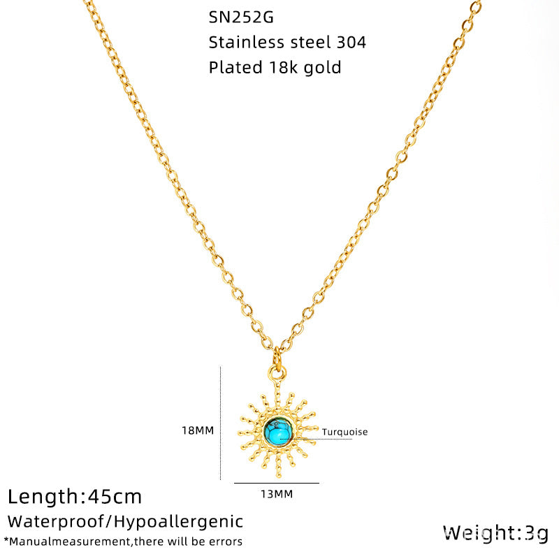 Wholesale Titanium Steel Sunflower Devil' s Eye Necklace Pendant for Everyday Wear Boutique Jewelry Accessory