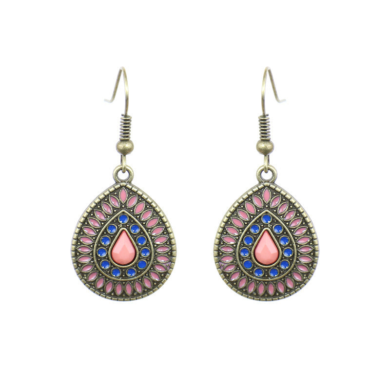 Wholesale Alloy Clear Drip Oil Geometric Bohemian Earrings for Women Fashion Accessory