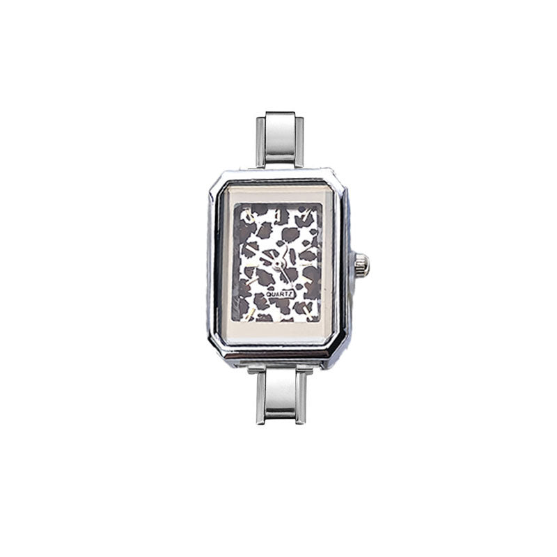 Wholesale Cross-Border Fashion Silver Leopard Print Italian Modular Quartz Watch with Stainless Steel Band,  Unisex DIY Watch Head