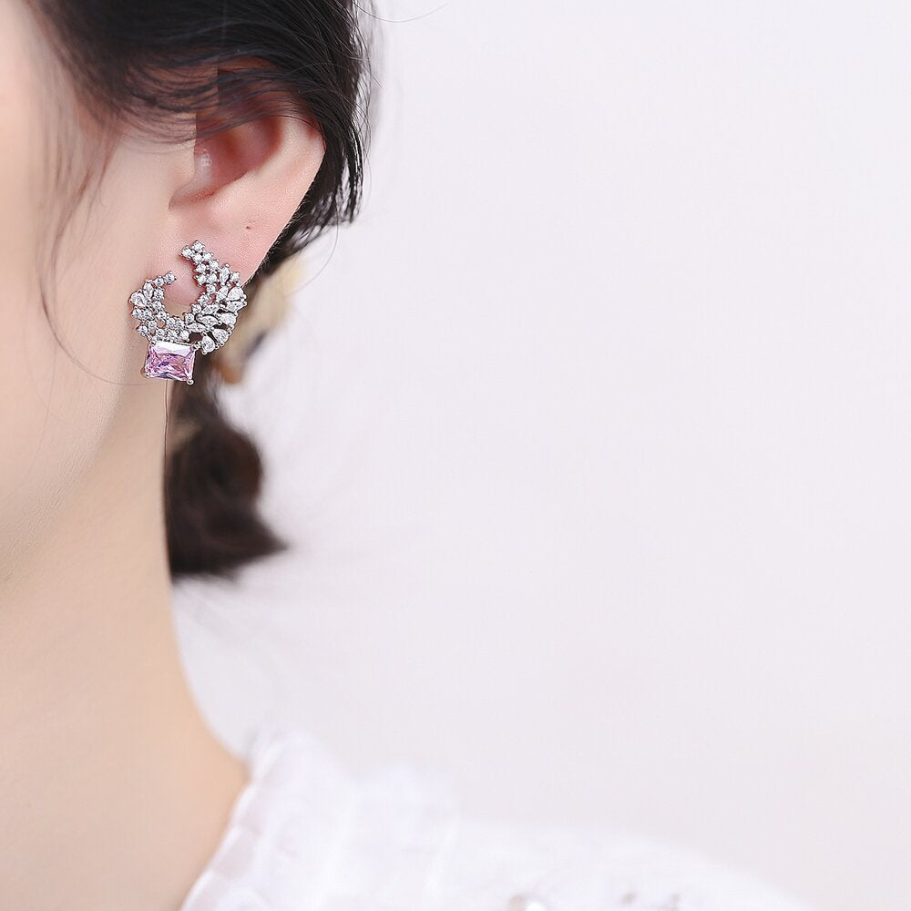 Wholesale Pink Zircon Copper Earrings ACC-ES-BLX003