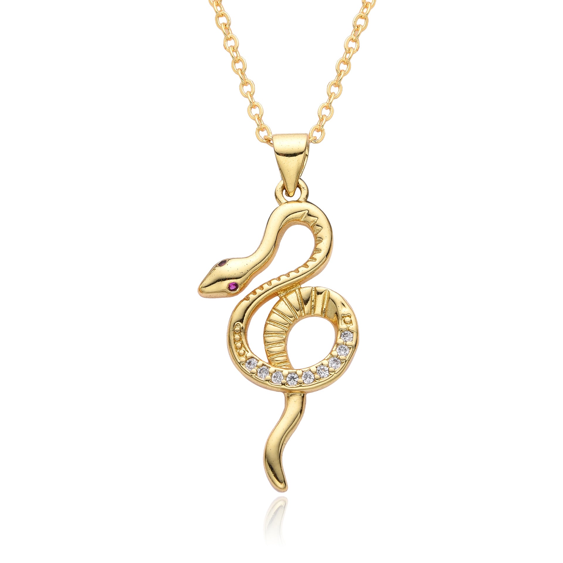 Wholesale 18K copper gold plated popular jewelry snake-shaped element pendant necklaces