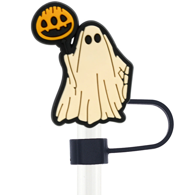 Wholesale Random 100pcs Halloween 10mm PVC Soft Straw Tube Cap ACC-SCR-RYY085