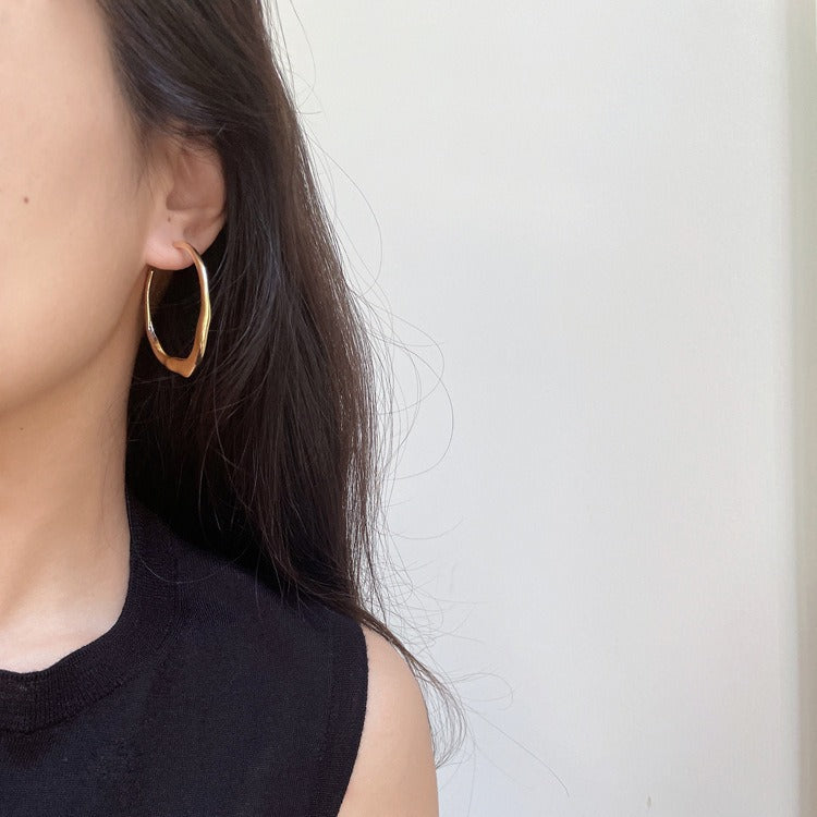 Wholesale Irregular Metal Large Circle Earrings European Style Fashion Jewelry Accessory for Women