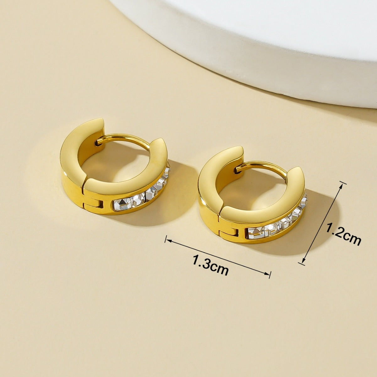 Wholesale Titanium Steel Small Square Diamond Ear Buckle Earrings