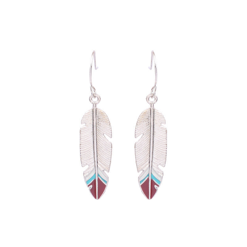 Wholesale Retro Bohemian Color Drip Oil Tassel Earrings Alloy Jewelry Fashion Accessory