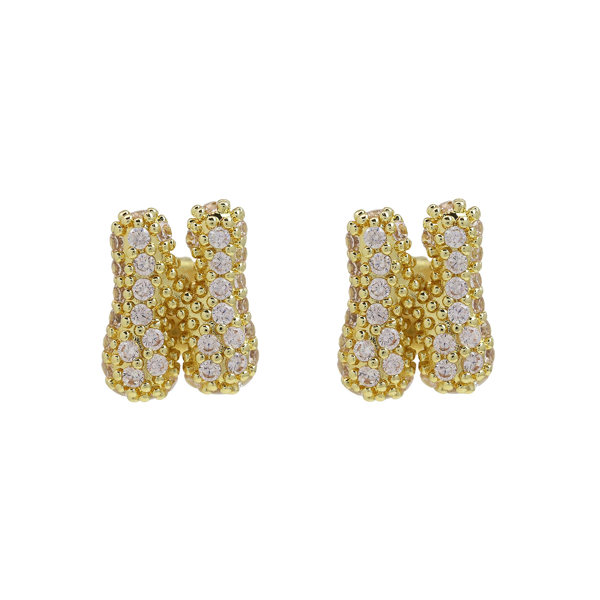 Wholesale 18k Brass Balloon Bubble Zircon small size 26 English Cute Letter Earrings