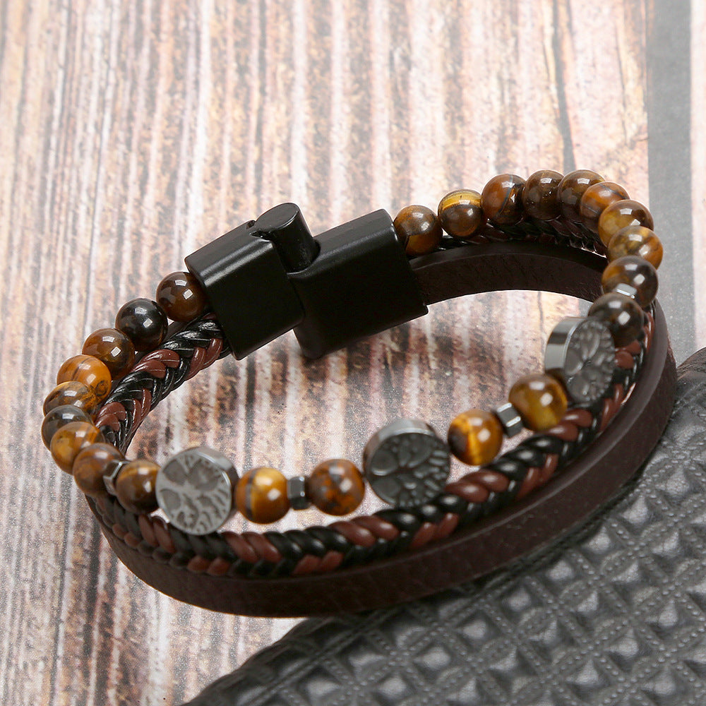 Wholesale natural stone bracelet magnet buckle men's bracelet ACC-BT-Hongx006
