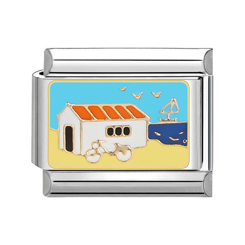 Wholesale  Italian Charm Bracelet 9mm DIY Splicing Removable Cartoon Food Stainless Steel Composable Bracelet