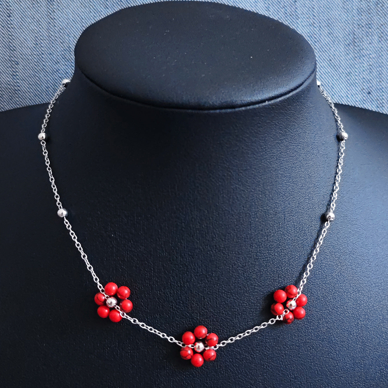 Wholesale Summer Pink Stone Flower Choker Necklace For Women Fashion Jewelry Gift