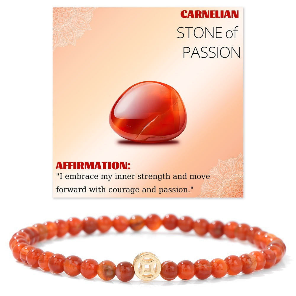 Wholesale Natural Crystal Bracelet 4mm Handmade Beaded Copper Bracelet