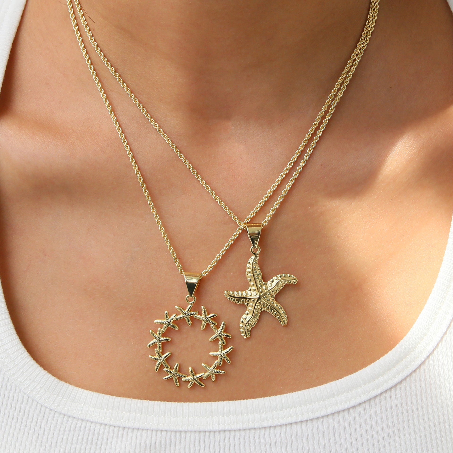 Wholesale Summer Hot Selling Beach and Ocean Resort Style Conch Shell Starfish Simple Large Pendant Necklace