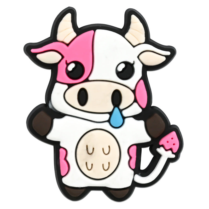 Random 100pcs Cute Cow PVC Soft Rubber Shoe Buckle Decoration ACC-SC-RYY067