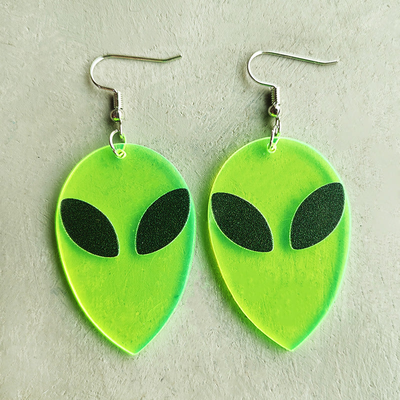 Wholesale 2 Pairs/Pack Halloween Skull Alien UFO Fluorescent Acrylic Earrings ACC-ES-HY168