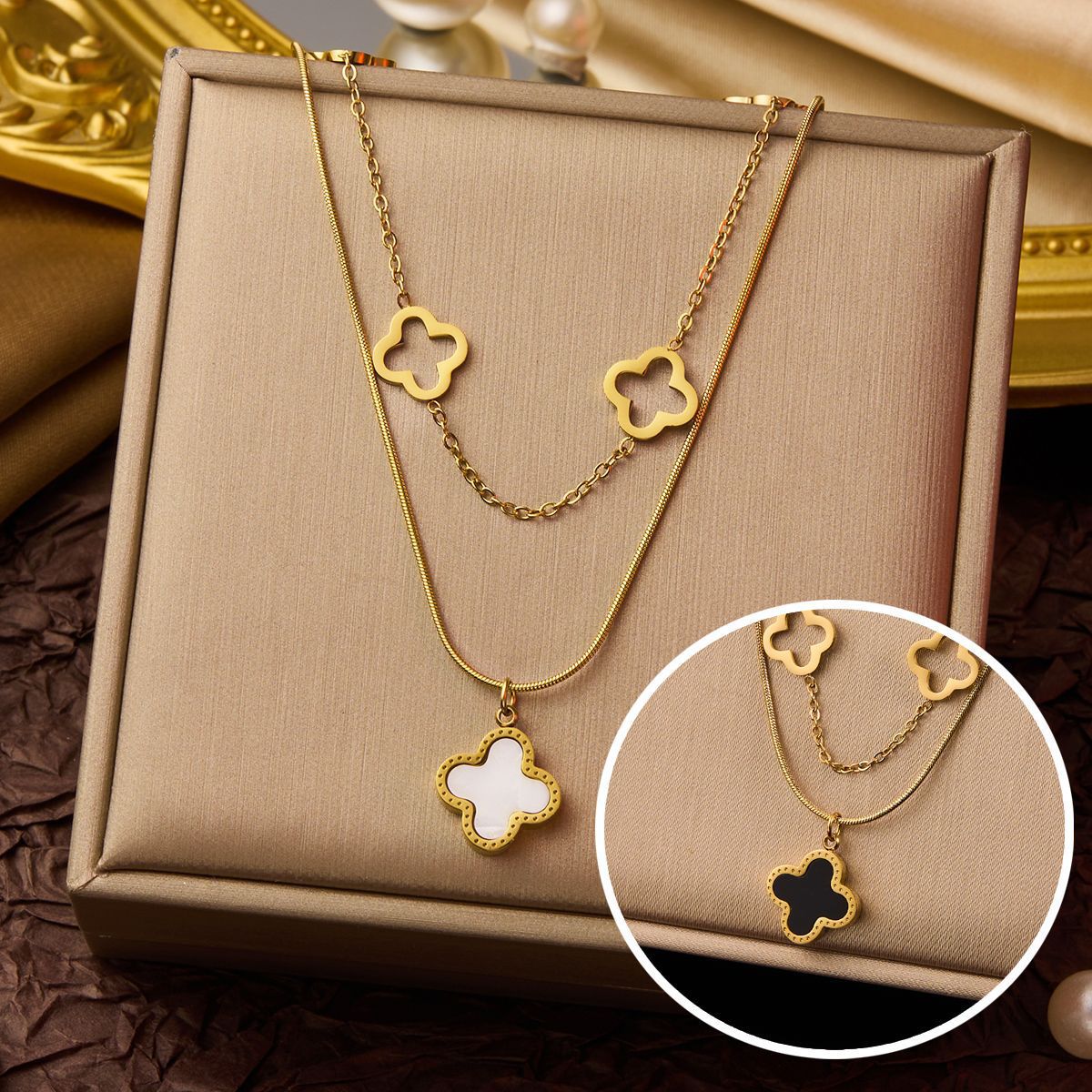 Wholesale Bow Heart Starfish Fashion Light Luxury Necklaces Titanium Steel Necklace ACC-NE-XuHao006