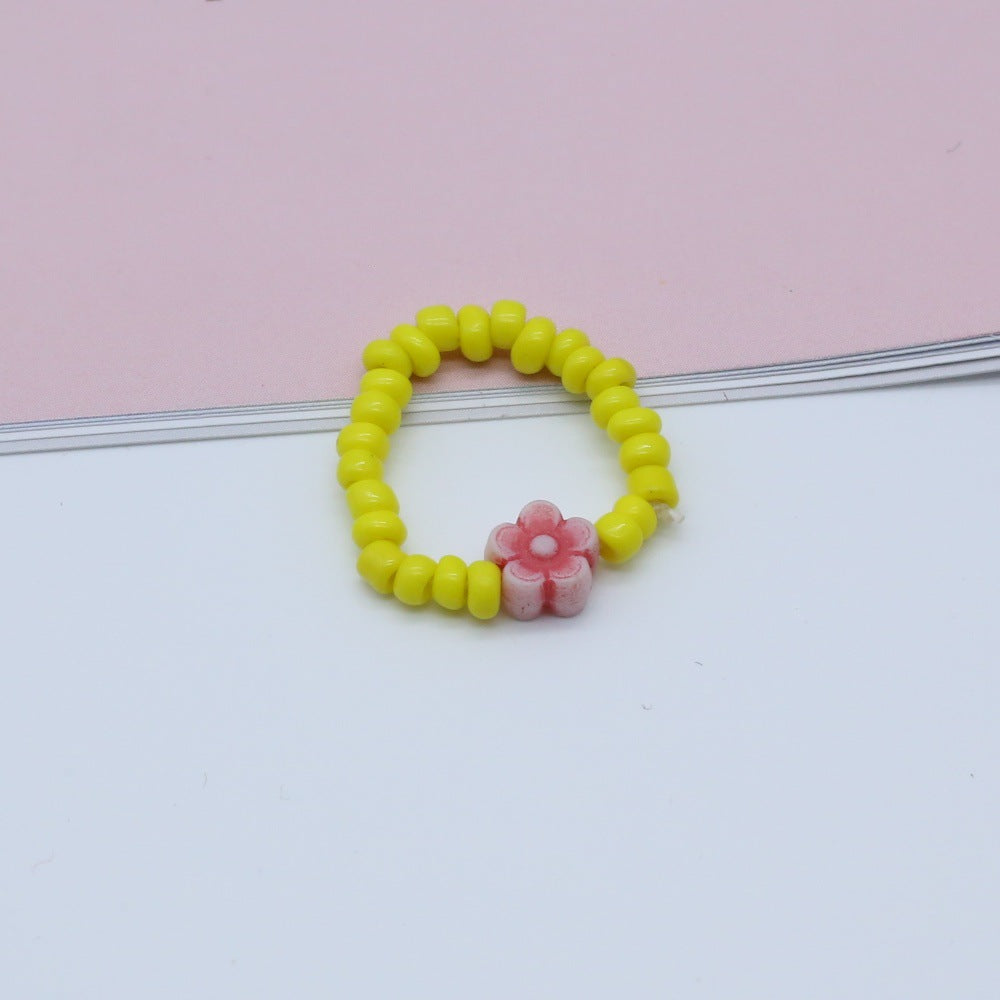 Wholesale  flower hand-woven rice beads beaded ring