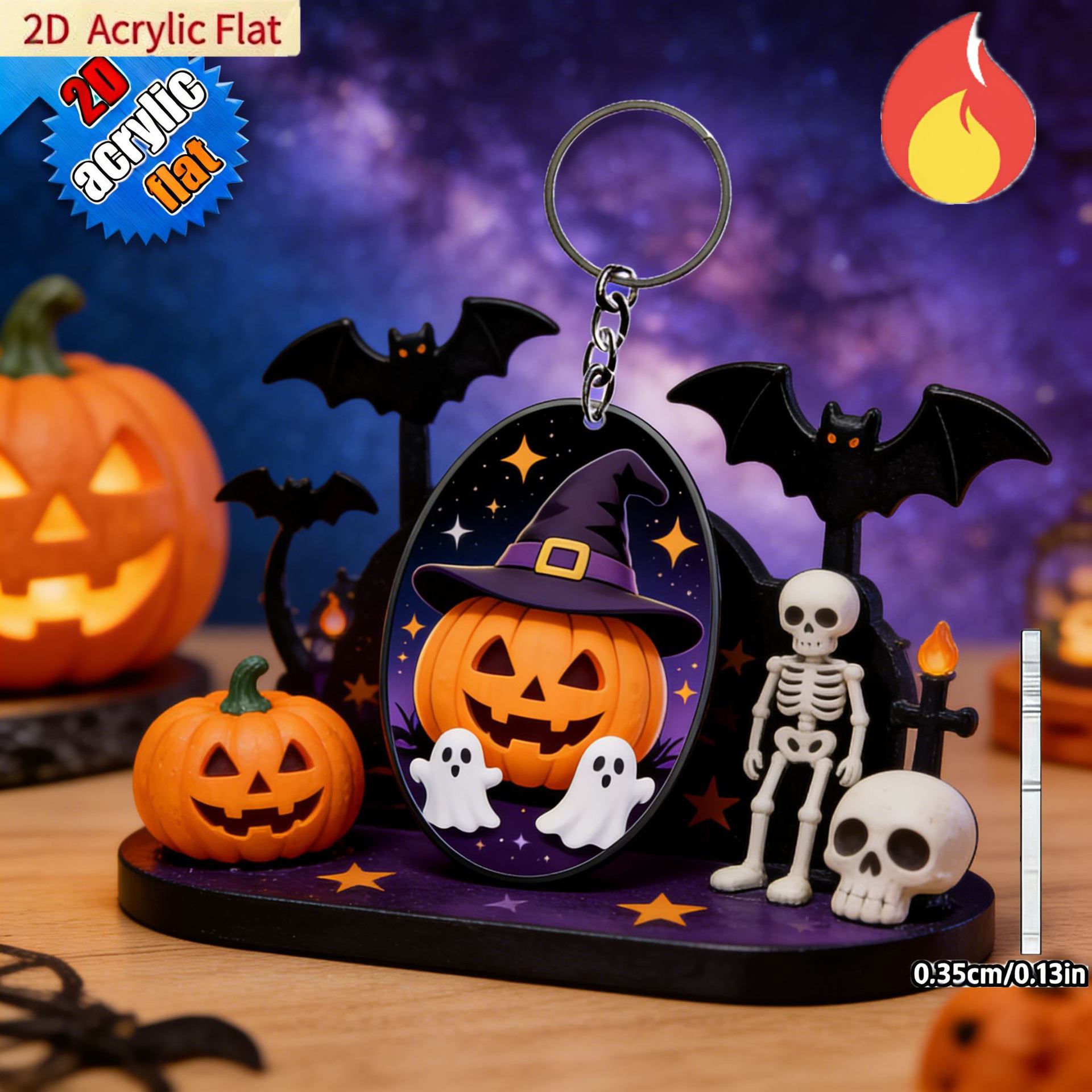 Wholesale Acrylic  Pumpkin Keychain Party Favor Gift for Travel Souvenir