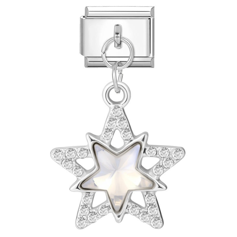 Wholesale  Italian Charm Bracelet 9mm DIY  Star Pendant Creative Stainless Steel Composable Bracelet