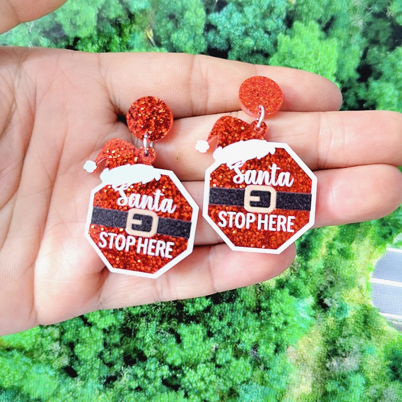 Wholesale Christmas Tree Hat Bell Snowman Acrylic Earrings ACC-ES-XueP037