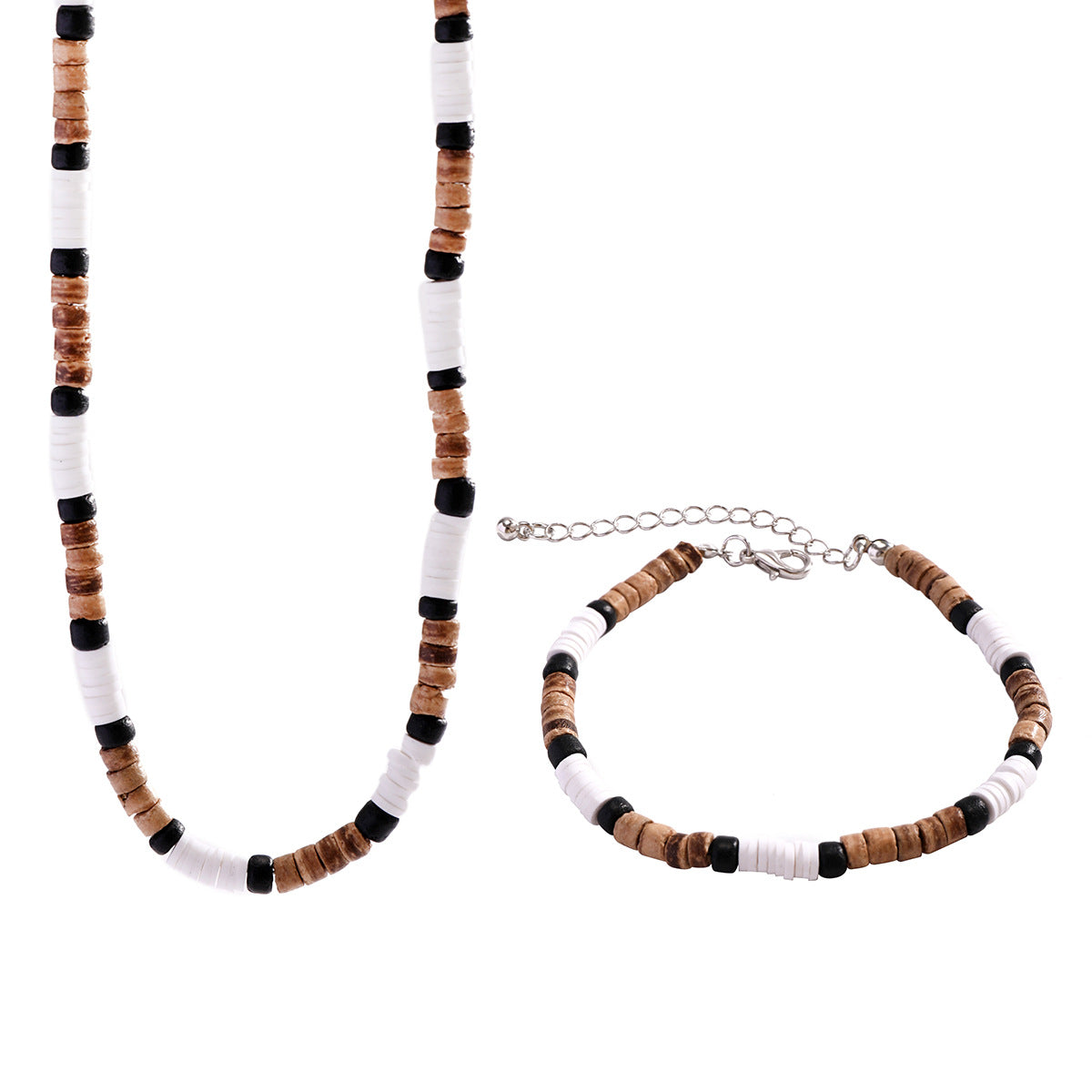 Wholesale Bohemian Wooden Beads Necklace Bracelet Set ACC-NE-Puxin002